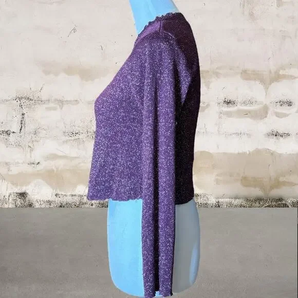 Philosophy Jr Studio Purple Sparkle Long Sleeve Cropped Shirt - XG (XL) - Picture 2 of 5